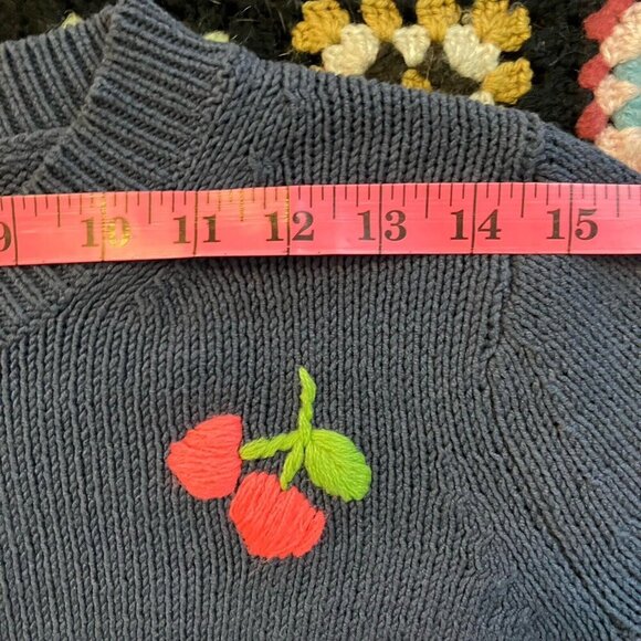 Womens Sweater Cherry Fruits Novelty Crewneck Cotton Blend - Picture 6 of 6